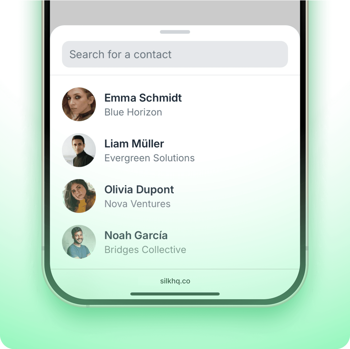 A bottom sheet with a text input and a handle